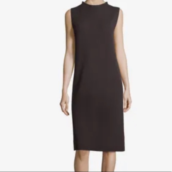 Eileen Fisher Dresses & Skirts - Eileen Fisher The Icons Wool Crepe Funnel Neck Midi Dress in Clove Brown Size XL